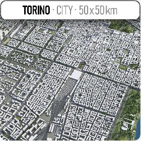 Turin - city and surroundings 3D model